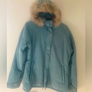 Lamar Snow Ski/ Snowboarding Hooded Jacket Womens M Blue Faux Fur Trim